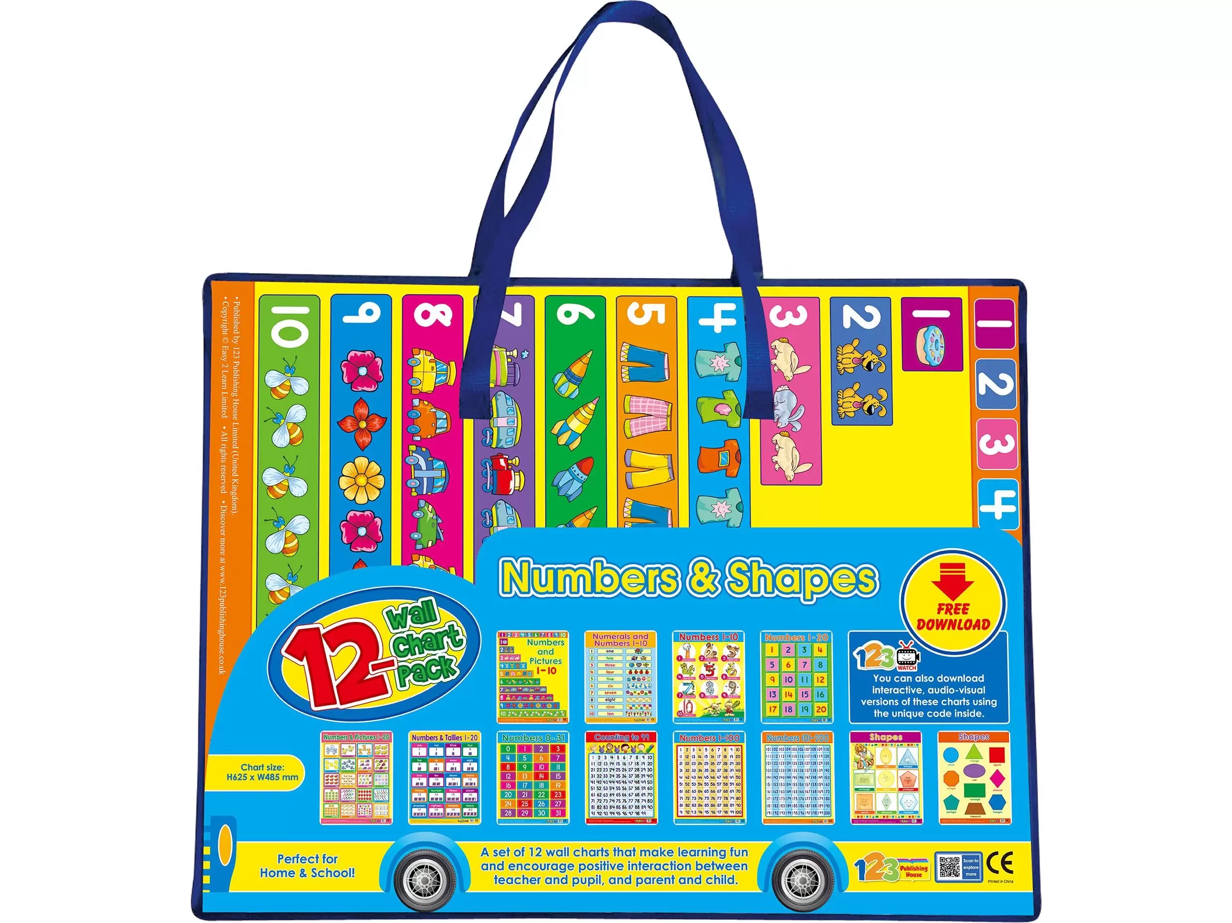 Numbers & Shapes (12 Wall Charts) - Educational Wall Chart Pack in English