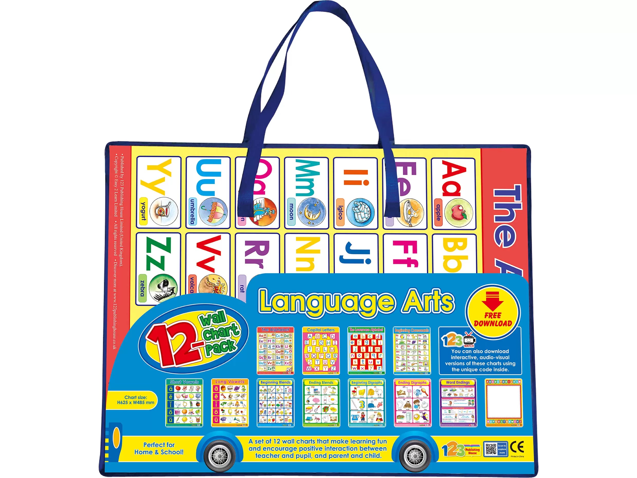 فنون اللغة (12 لوحة تعليمية) - مجموعة لوحات تعليمية باللغة الإنجليزية
