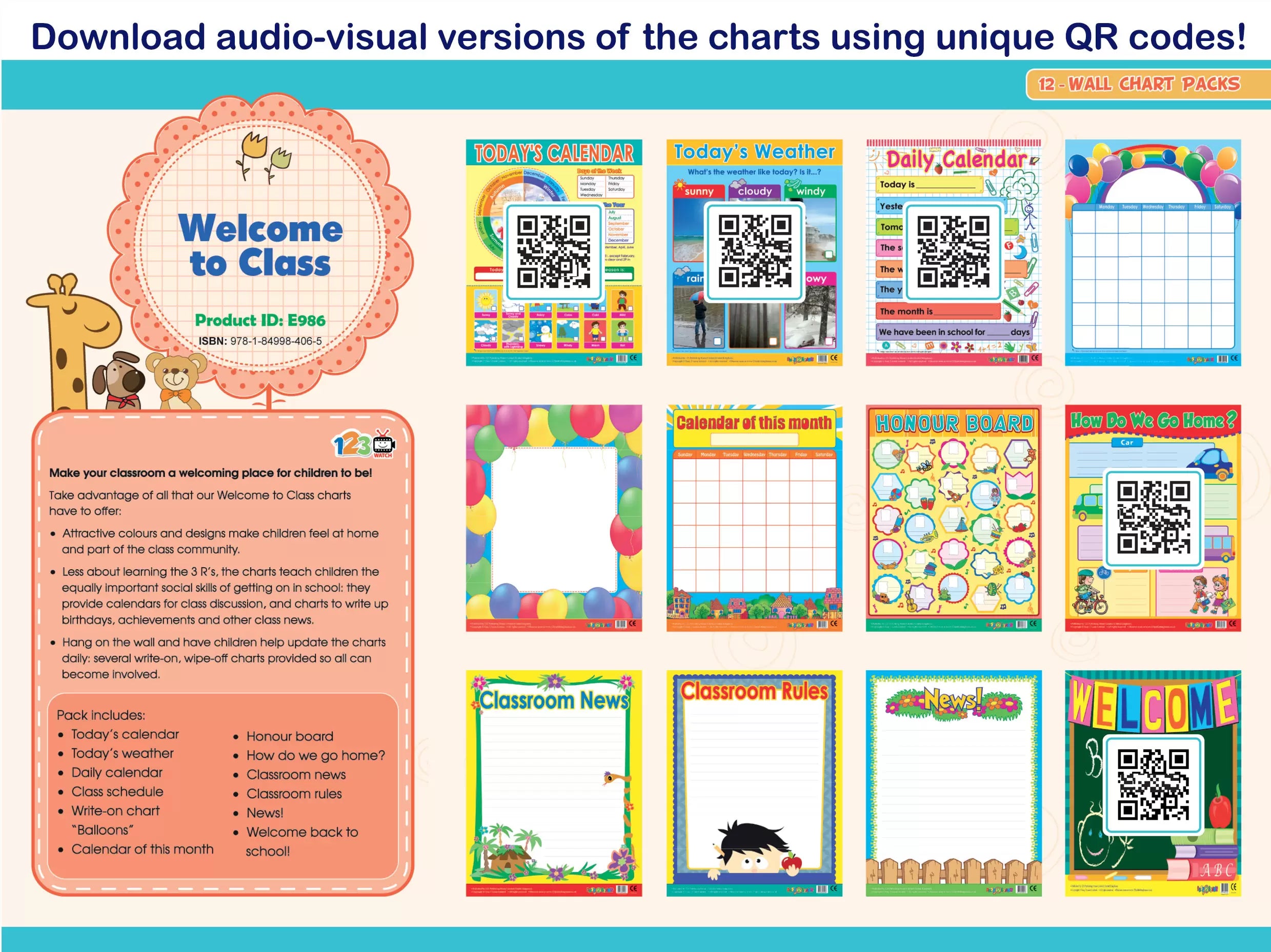 Welcome to Class (12 Wall Charts) - Educational Wall Chart Pack in English