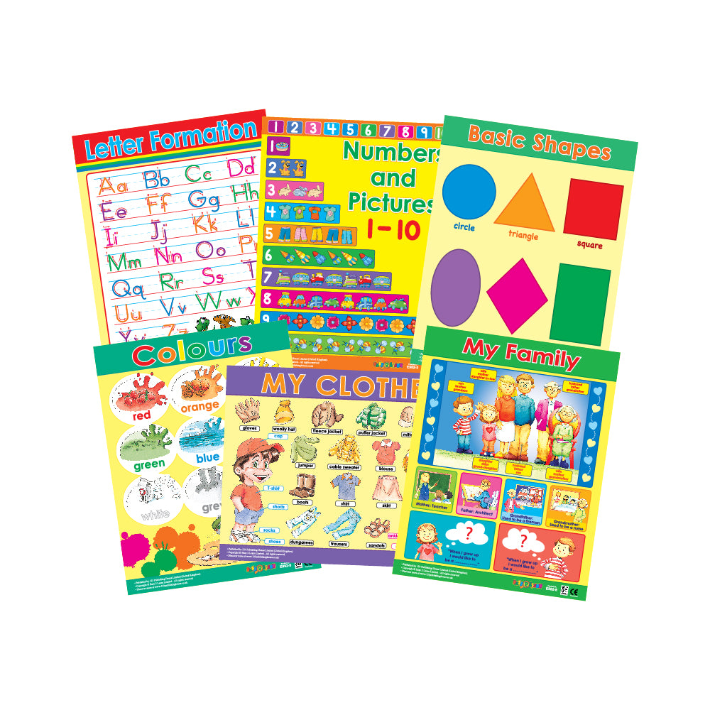 Preschool Charts (6 Wall Charts) - Educational Wall Chart Pack in Engl