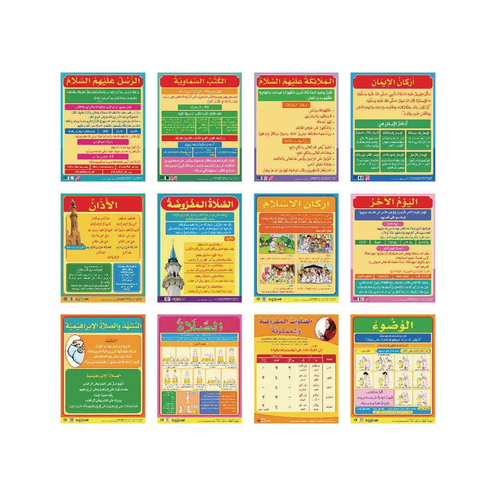 Creed and Jurisprudence (for girls) (12 Wall Charts) – Educational Wall Chart Pack in Arabic