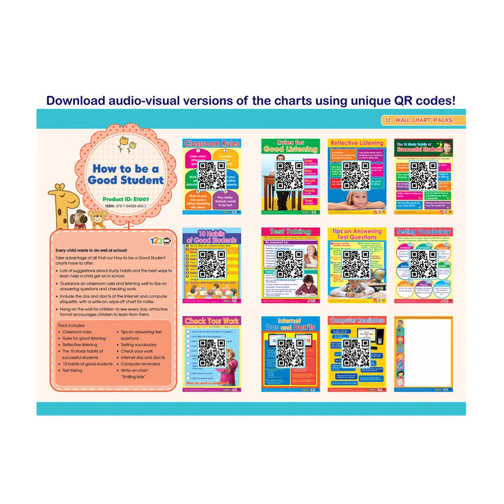 How to be a Good Student (12 Wall Charts) – Educational Wall Chart Pack in English