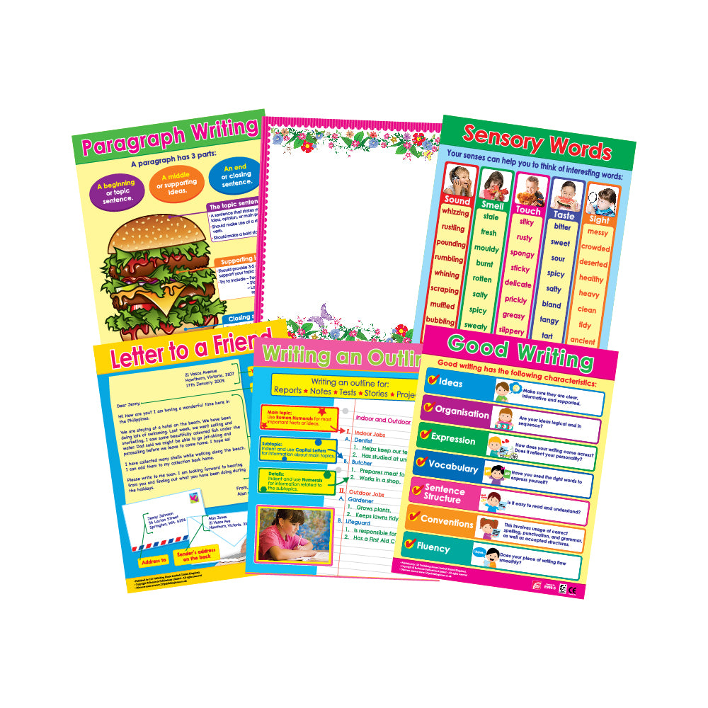 Good Writing (6 Wall Charts) - Educational Wall Chart Pack in English