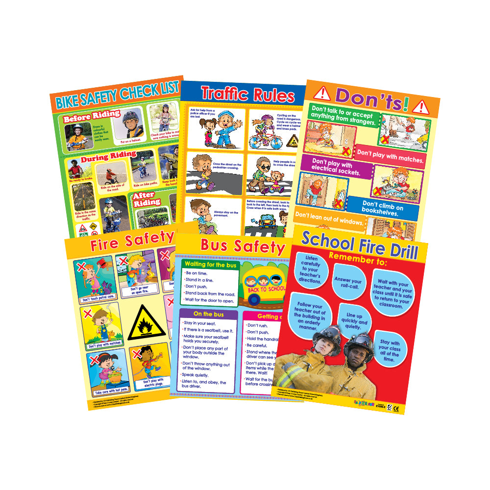 Safety Essentials (6 Wall Charts) - Educational Wall Chart Pack in English