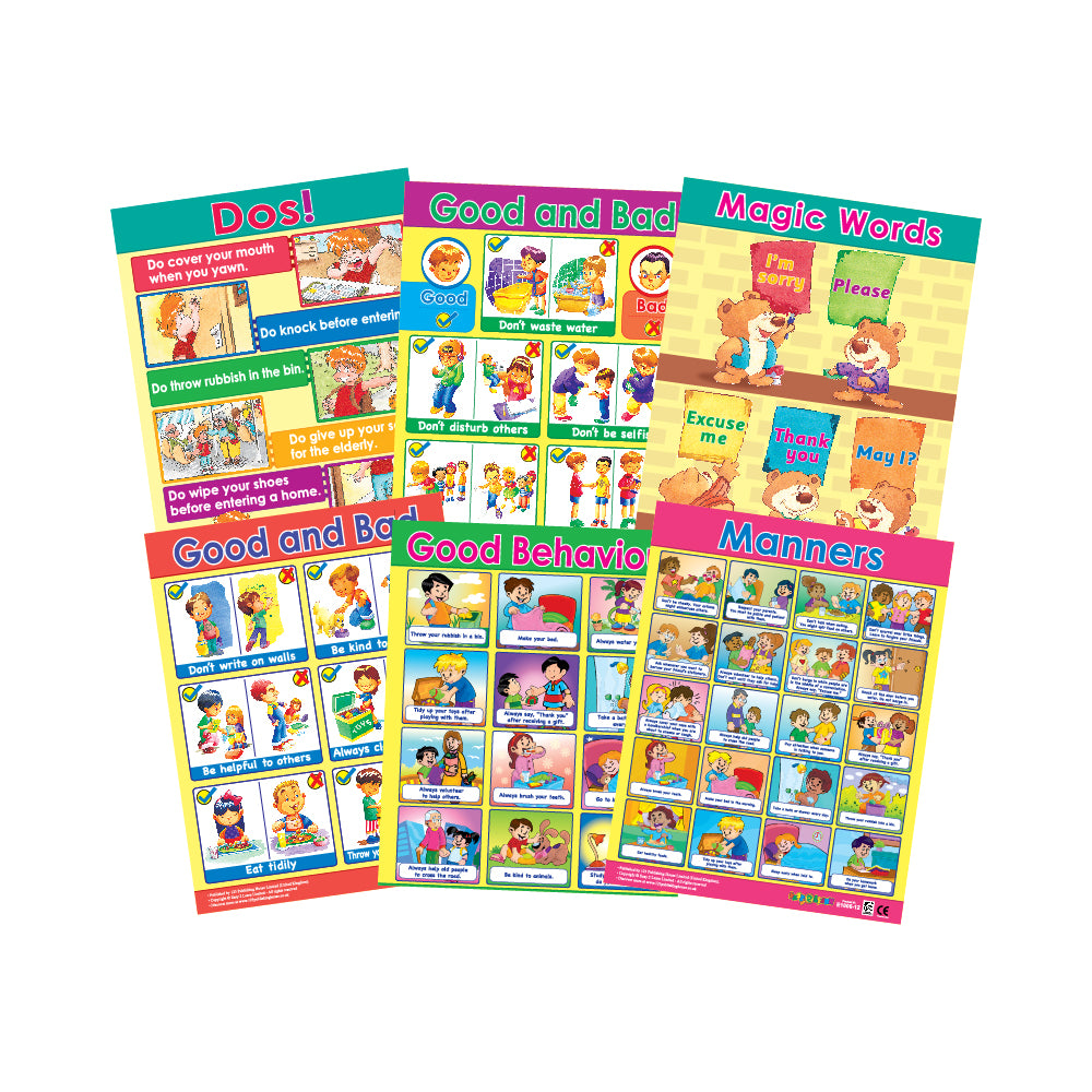 Good Manners (6 Wall Charts) - Educational Wall Chart Pack in English