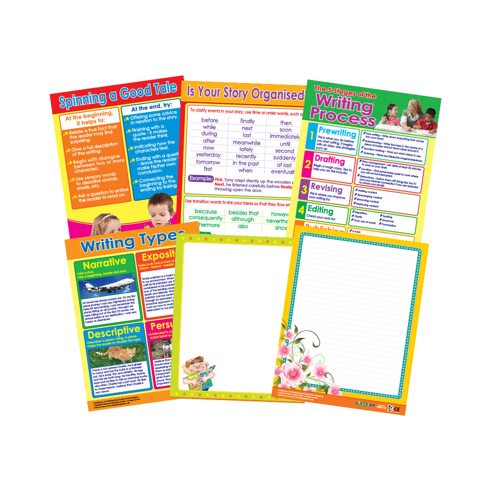 Writing Skills 2 (6 Wall Charts) - Educational Wall Chart Pack in English