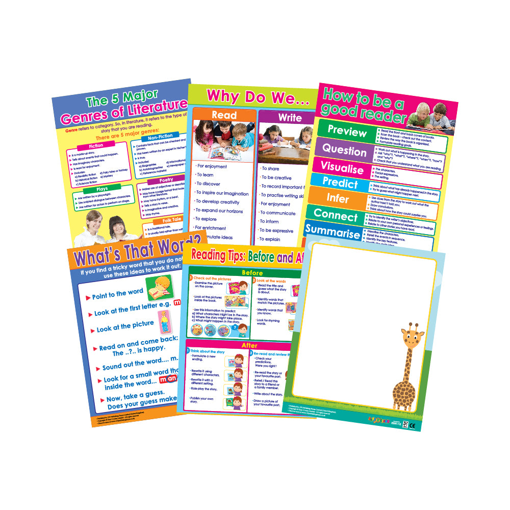 Reading Skills (6 Wall Charts) - Educational Wall Chart Pack in English