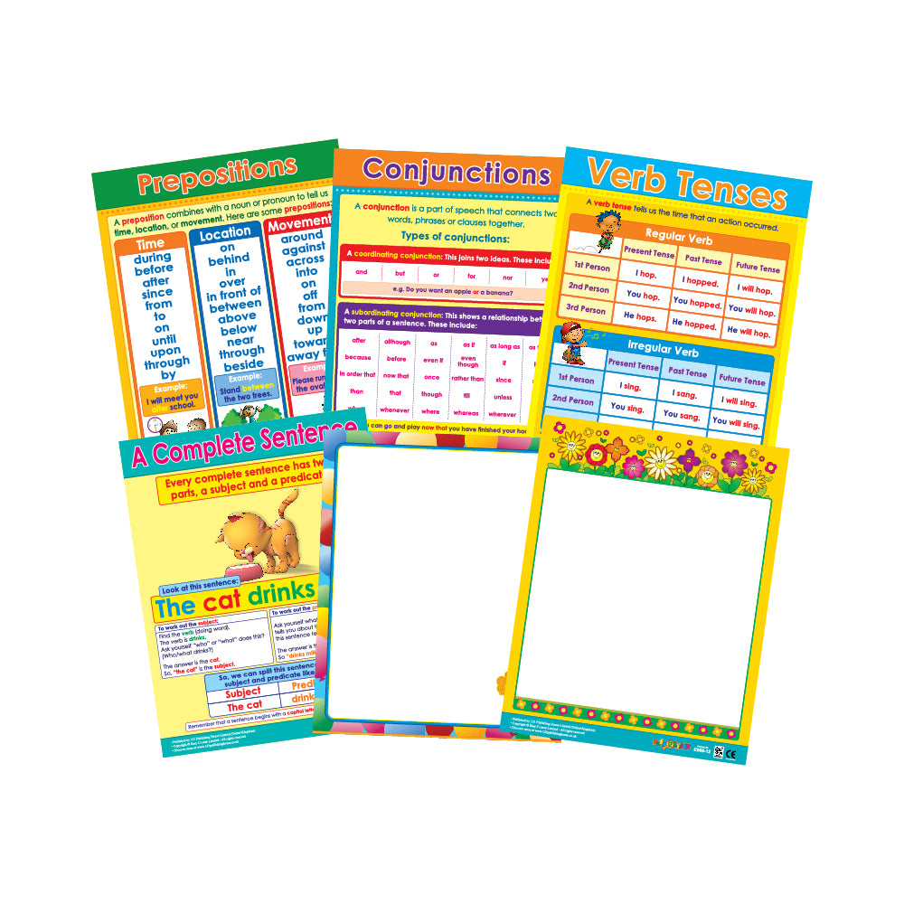 Grammar Foundations (6 Wall Charts) - Educational Wall Chart Pack in English