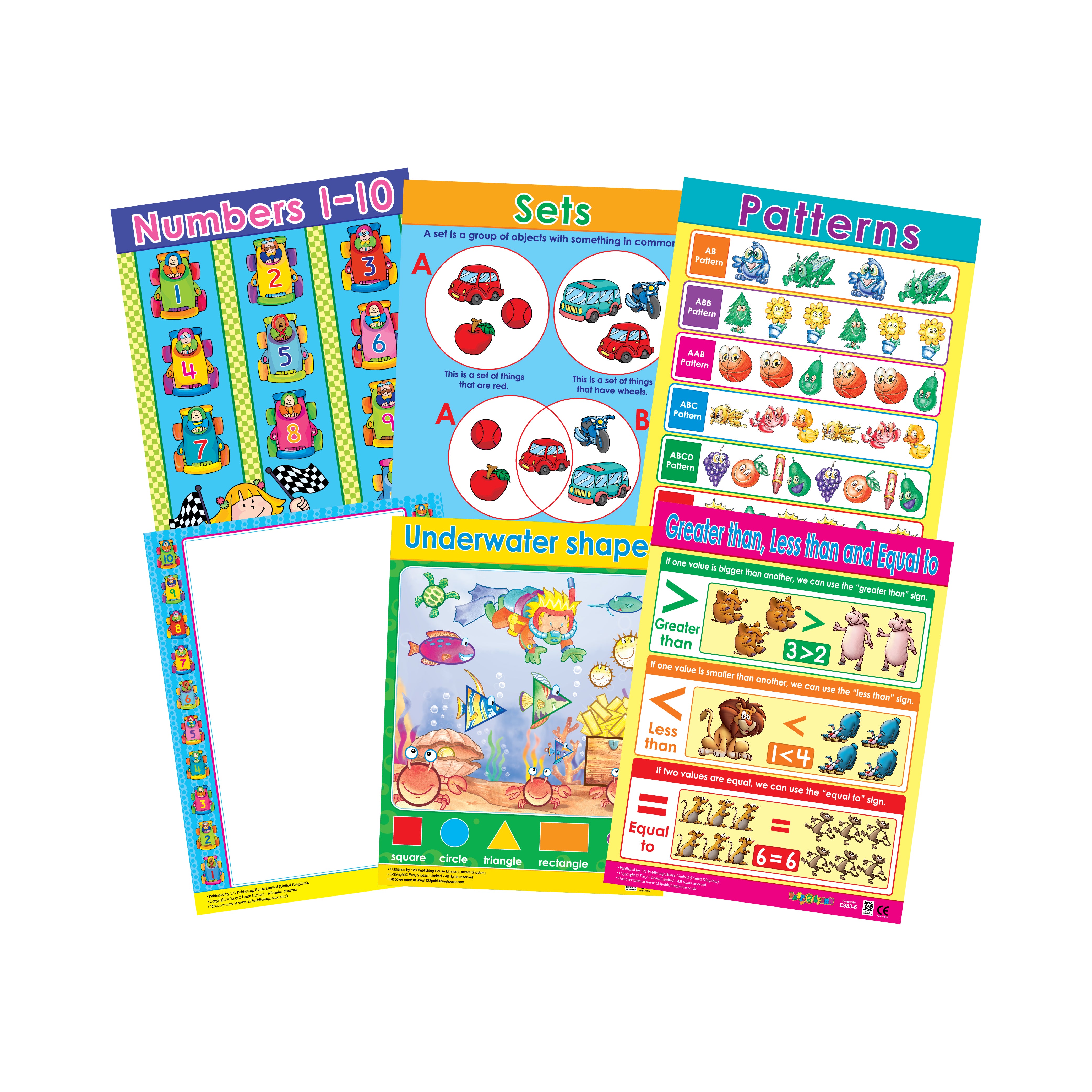 Early Maths (6 Wall Charts) - Educational Wall Chart Pack in English