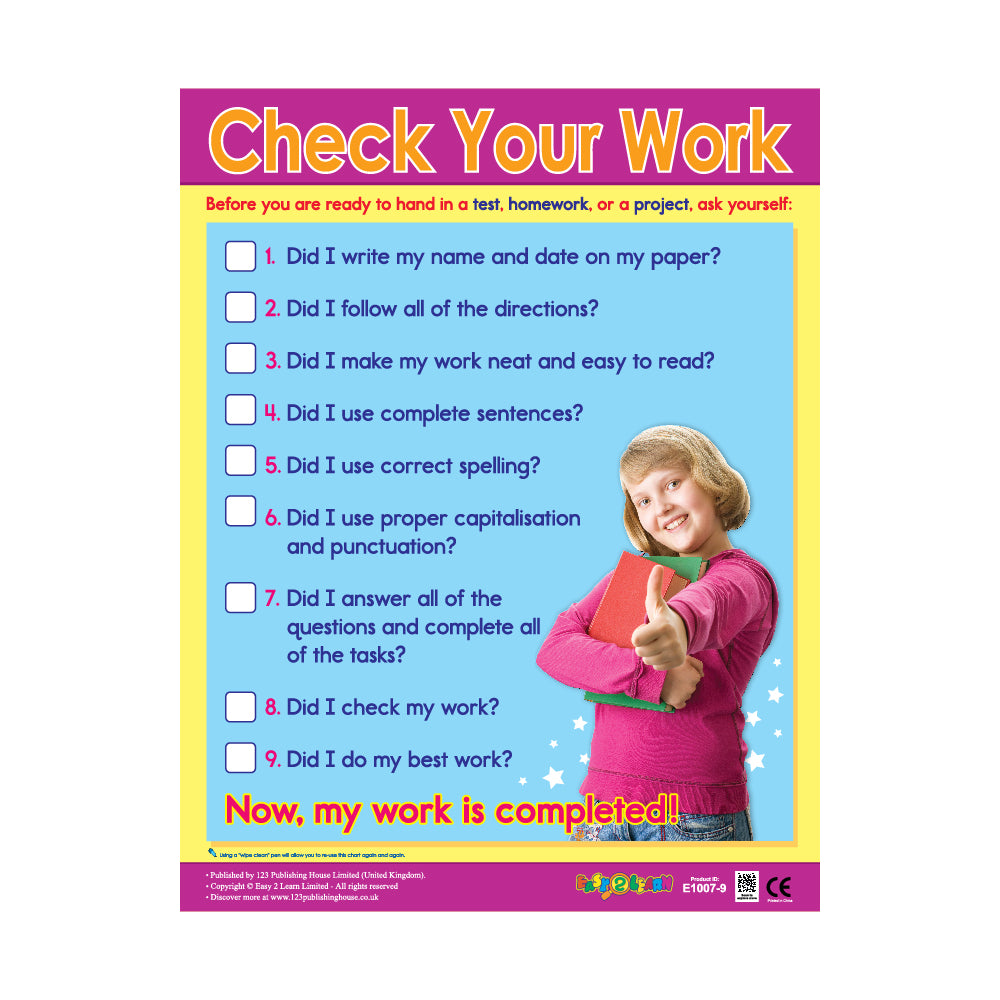 Check Your Work - Wall Chart in English