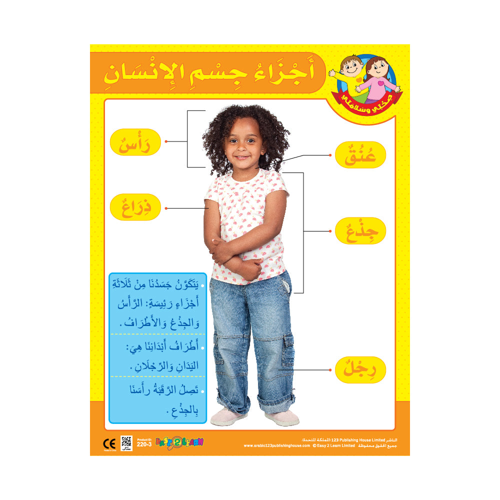 الجسم والحواس (6 لوحات تعليمية) - مجموعة لوحات تعليمية باللغة العربية