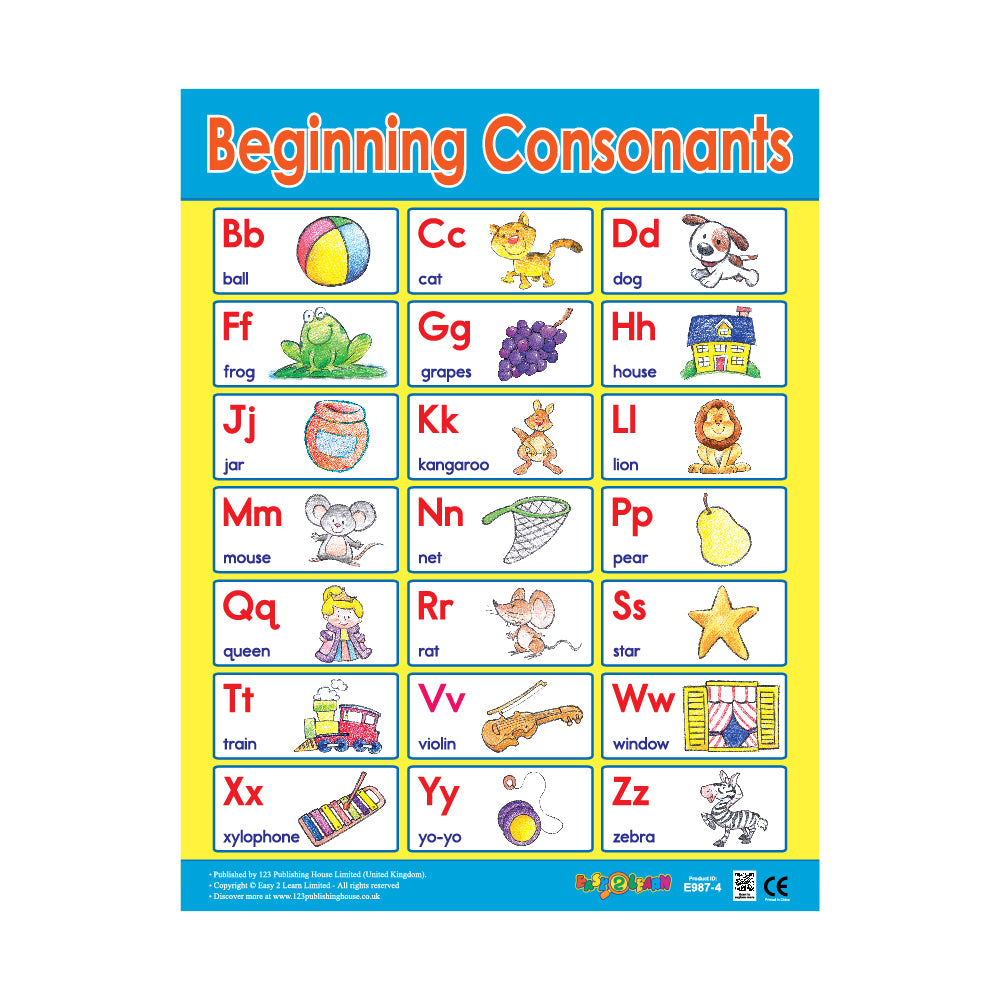 Beginning Consonants - Wall Chart in English