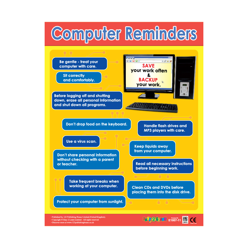 Computer Reminders - Wall Chart in English