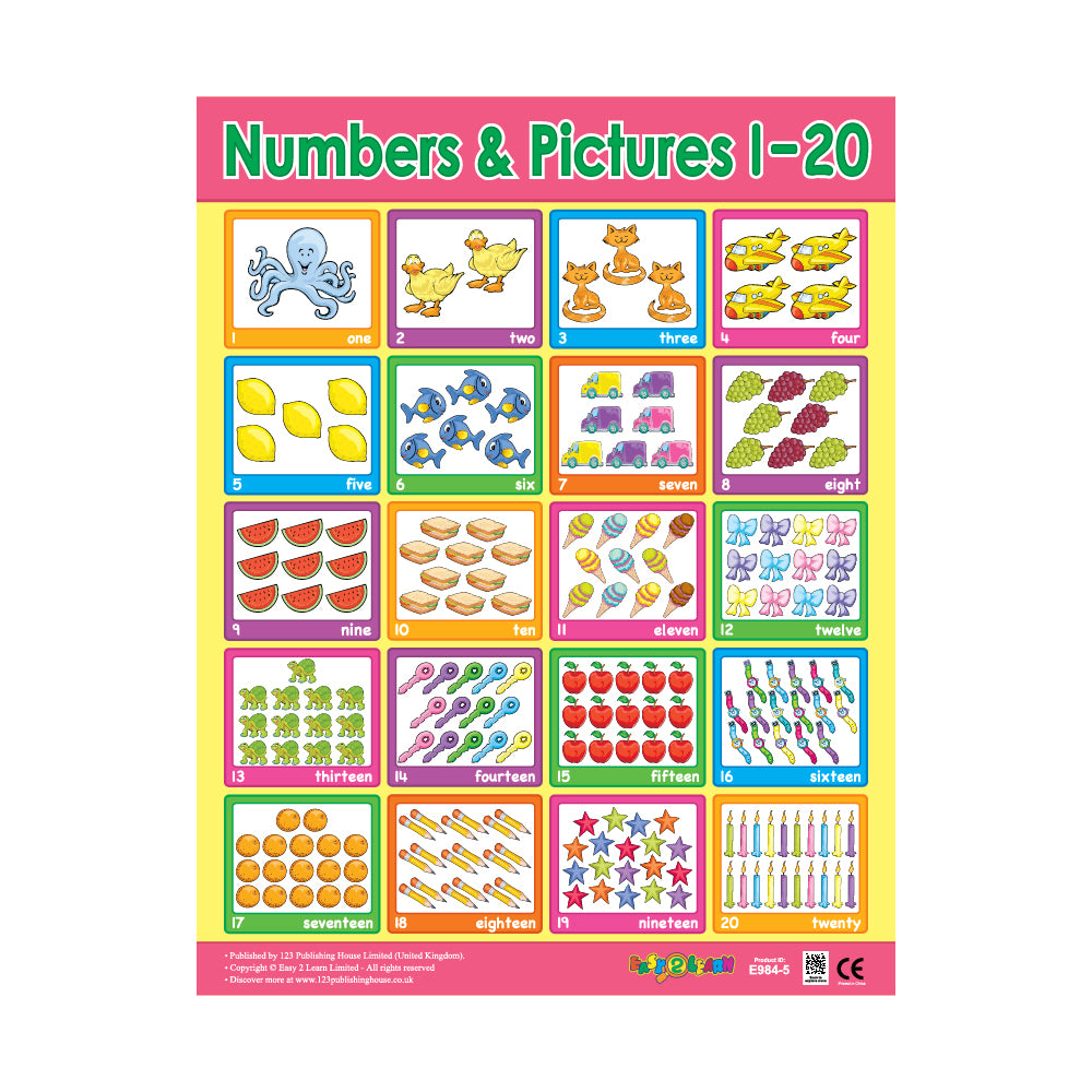 Numbers & Pictures 1-20 - Wall Chart in English