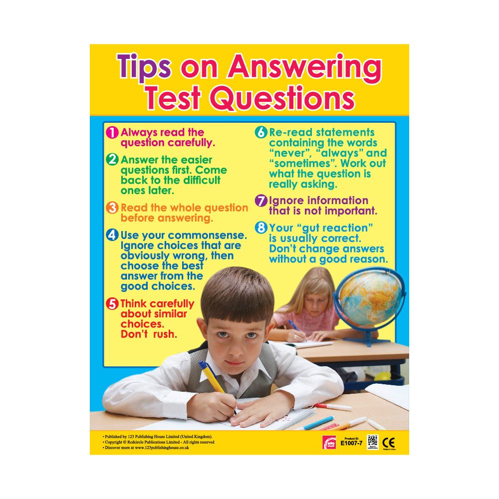 Tips on Answering Test Questions - Wall Chart in English