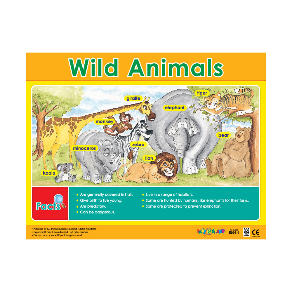 Wild Animals - Wall Chart in English