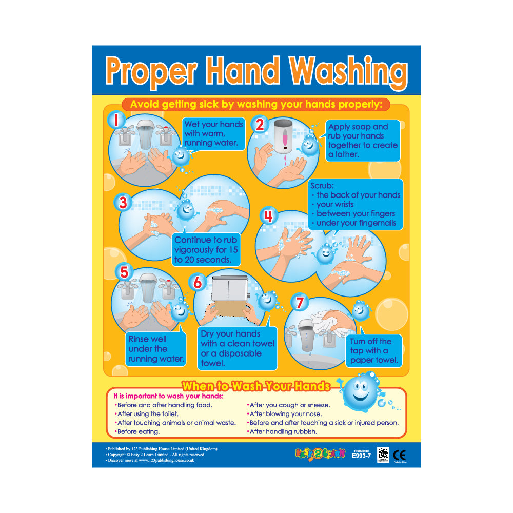 Proper Hand Washing - Wall Chart in English