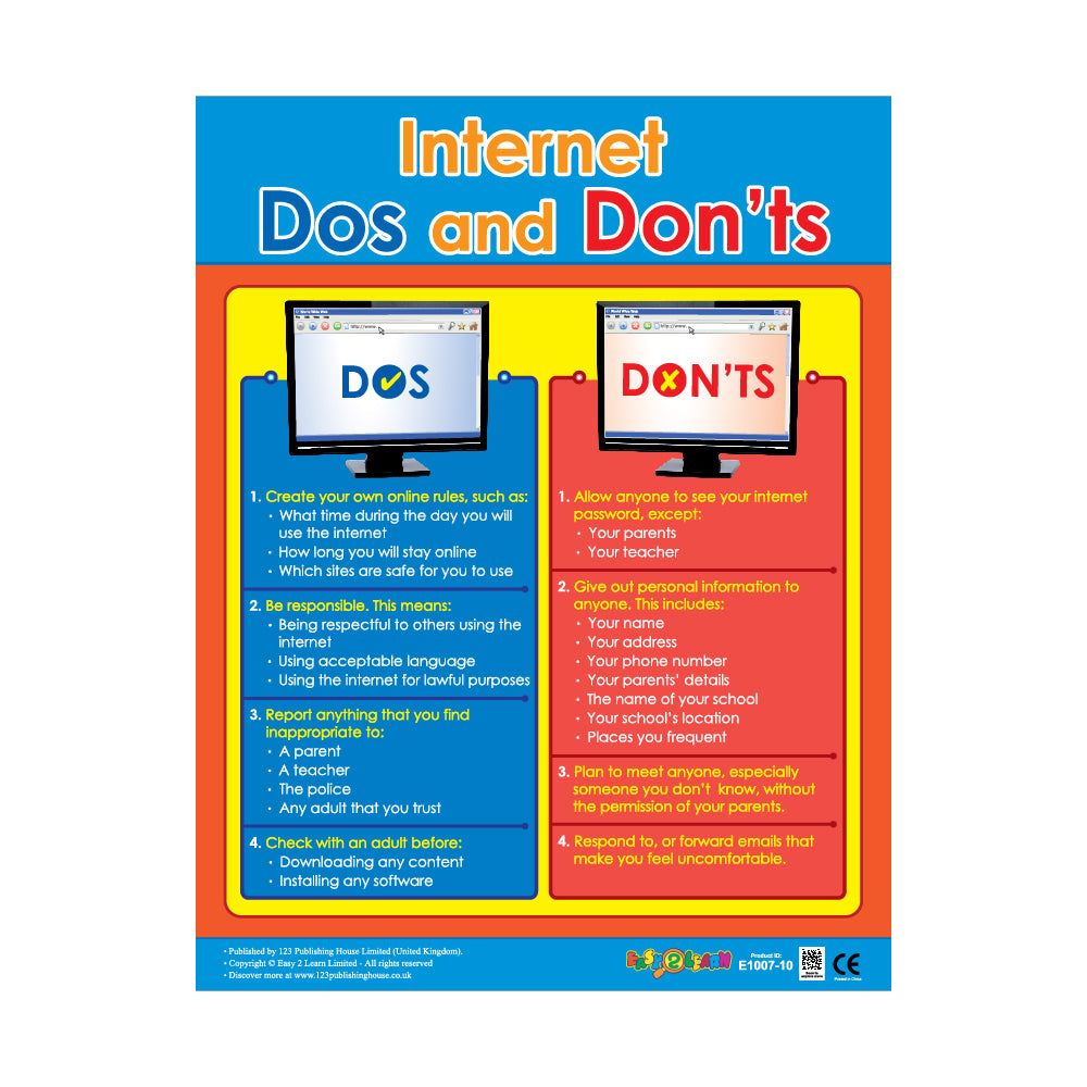 Internet Dos and Don'ts - Wall Chart in English