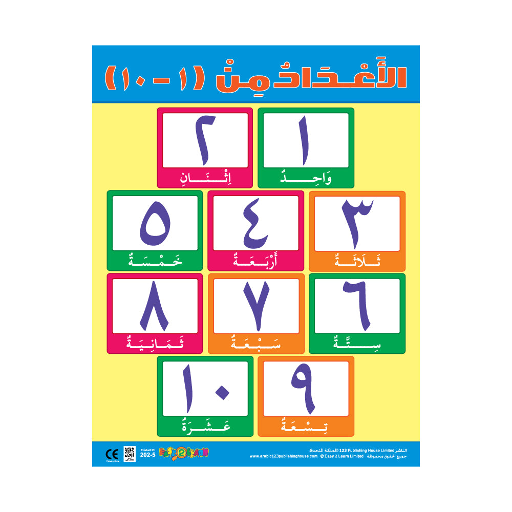 Numbers 1-10 - Wall Chart in Arabic