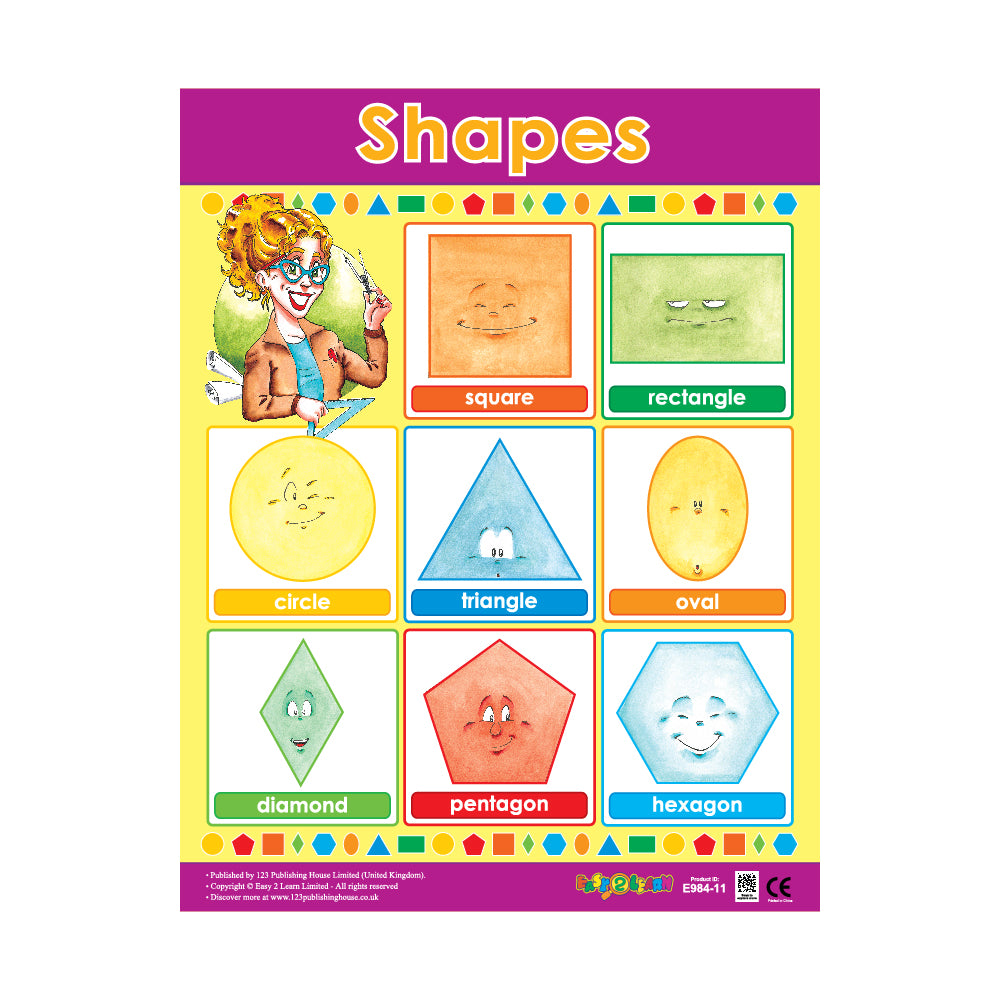 Numbers & Shapes (6 Wall Charts) - Educational Wall Chart Pack in English